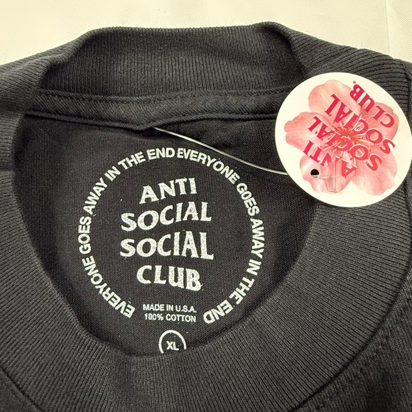 Anti Social Social Club x Fragment Pink Bolt Logo Black T-Shirt Mens XL NEW - Picture 5 of 7